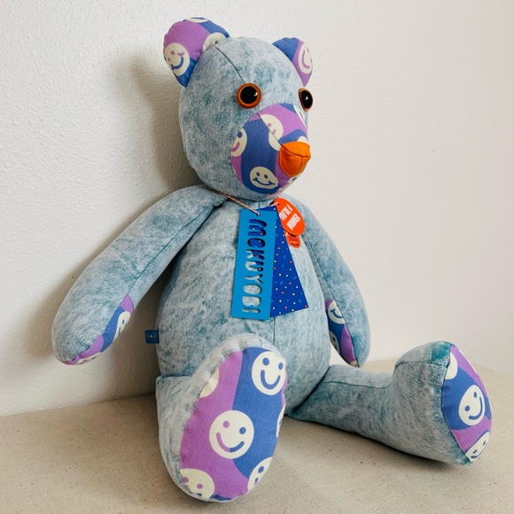 New Urban Outfitters Mokuyobi UO Exclusive Patcheork Denim Bear Plush Toy - Picture 6 of 12